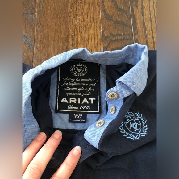Ariat Girls XL 14-16 Blue Two-Tone 100% Cotton Show Shirt Polo Shirt - VGUC! - Picture 6 of 12
